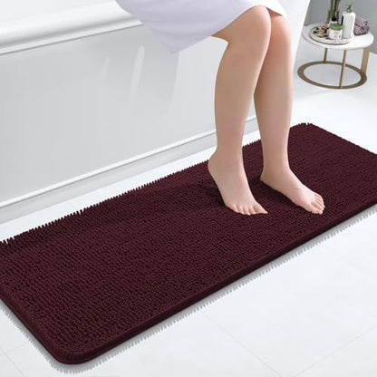 OLANLY Bathroom Runner Rugs 47x17, Extra Soft Absorbent Chenille Bath Rugs