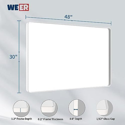 WEER White Bathroom Vanity Mirror 48x30 Inch