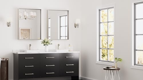 Keonjinn 24x32 Inch Nickel Bathroom Mirror for Over Sink, Aluminum Alloy