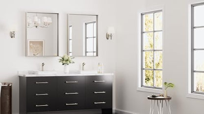 Keonjinn 24x32 Inch Nickel Bathroom Mirror for Over Sink, Aluminum Alloy