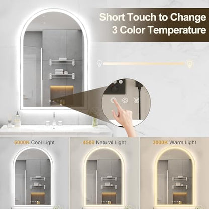24"x36" Arched LED Lighted Bathroom Mirror with Lights