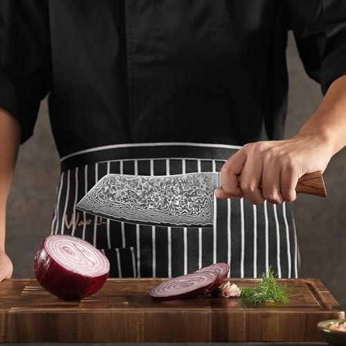 Wakoli EDIB Pro Cai Dao Knife – Japanese Style Chef Knife | 7-Inch Genuine Damascus Steel Blade with VG10 Core | Ergonomic Pakkawood Handle | Professional Kitchen Tool in Gift Box