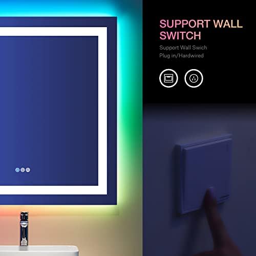 LOAAO 36"X36" RGB LED Bathroom Mirror with Lights, UL Listed