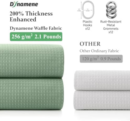 Dynamene Stall Waffle Shower Curtain 256 GSM Heavy Fabric 60x72 Sage Green