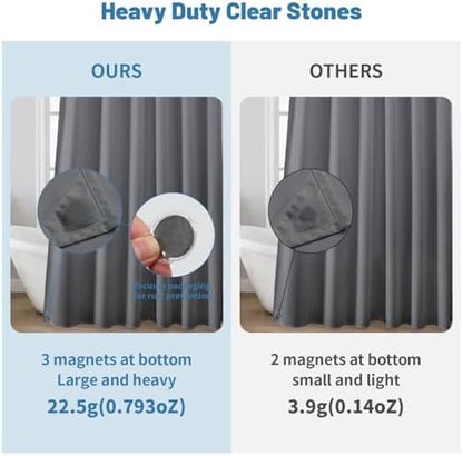 1 Pack Water-Repellent Fabric Shower Curtain Liner, 72x78 Grey