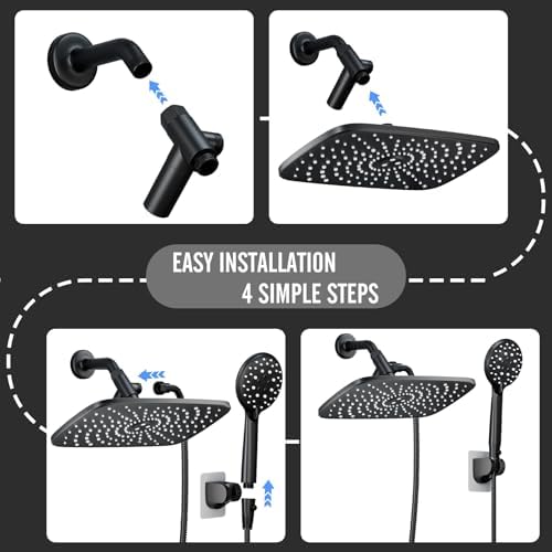 Veken 11.8“ Rain Shower Head with Handheld,Dual High Pressure Shower Heads