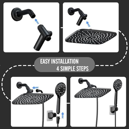 Veken 11.8“ Rain Shower Head with Handheld,Dual High Pressure Shower Heads