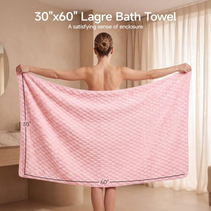 REDKISS Charcoal Gray Pink Microfiber Bath Towels Large, 30"x60", 2 Pack