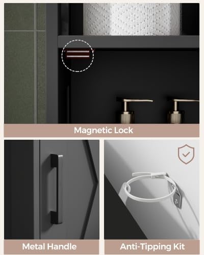 Homhedy Farmhouse Bathroom Storage Cabinet with Doors, Small Floor Cabinet