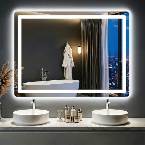 LED Bathroom Mirror with Lights, 30"x40" Lighted Vanity Mirror for Wall
