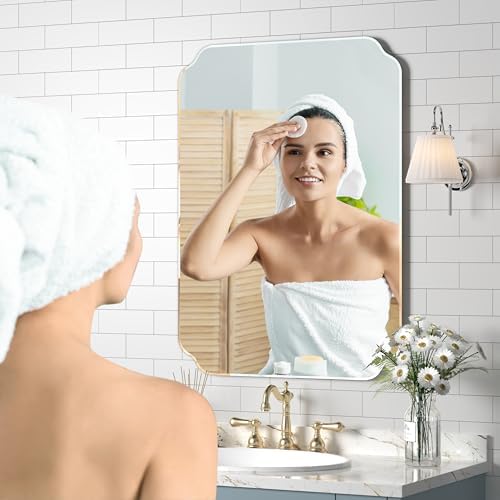 24x32 Inch Bathroom Mirrors for Over Sink, Frameless Mirrors for Wall