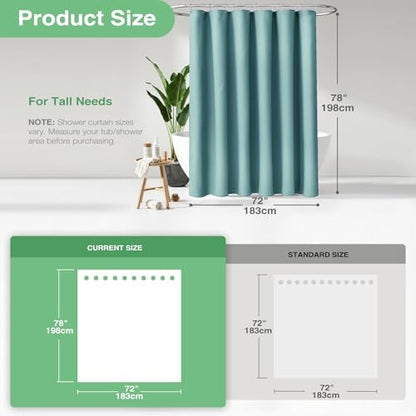 Dynamene Long Waffle Shower Curtain 256 GSM Heavy 72"x78" Teal/Turquoise