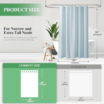 Dynamene Stall Waffle Shower Curtain 256 GSM Heavy Fabric 60x84 Fog Blue