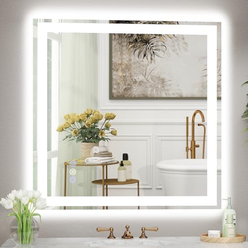 36x36 LED Bathroom Mirror, 6000LM, Separate Front and Back Lights