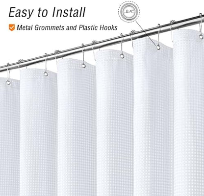 Gibelle Extra Long White Fabric Shower Curtain, 72 x 84