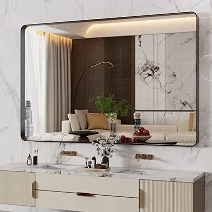 WEER Black Bathroom Vanity Mirror 55X36 Inch