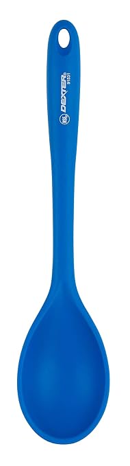 Dexter Russell 91531 Silicone Spoon, 11½" Heat Resistant One-Piece Design, High Heat Cool Blue Handle, Nonstick Safe, Durable Kitchen Mixing and Serving Utensil, Professional Cooking Spoon