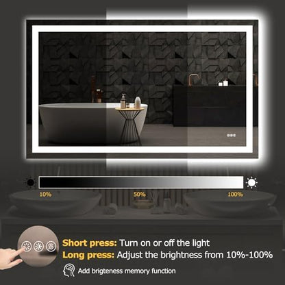 Hivone 60"X36" LED Bathroom Mirror with Lights, UL Listed