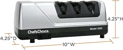 Chef’sChoice 15XV EdgeSelect Professional Electric Knife Sharpener with 100-Percent Diamond Abrasives and Precision Angle Guides for Straight Edge and Serrated Knives, 3-Stage, Gray