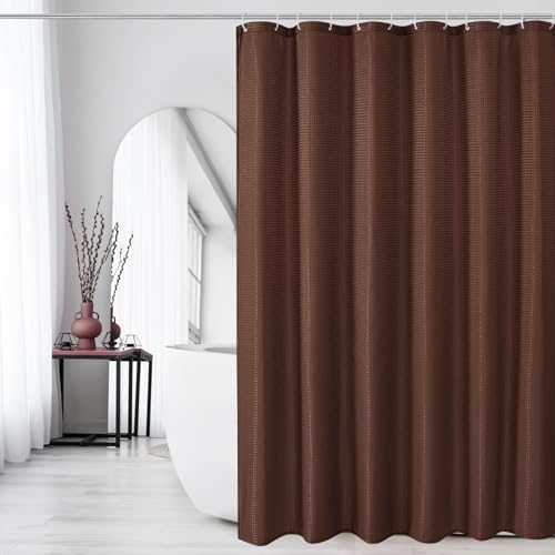 Gibelle Small Stall Brown Fabric Shower Curtain, 36 x 72