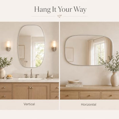USHOWER Silver Oval Bathroom Mirror 30x48 Inch