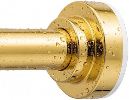 TEECK Shower Curtain Rod, 32-43 inch Adjustable Spring Tension Curtain Rod, Never Rust Anti-Slip Shower Curtain Rod for Bathroom, No Drilling, Never Collapse, Easy to Use, Gold