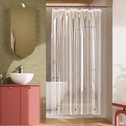 Titanker Plastic Shower Curtain Liner, Clear Shower Liner PEVA 54x72 Lightweight Waterproof Shower Curtains for Bathroom with Magnets and Rustproof Grommets