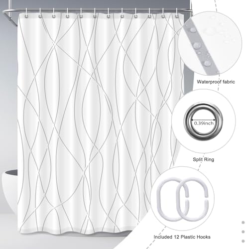 Striped Shower Curtain for Bathroom, Grey Shadow, 72" W x 84" L