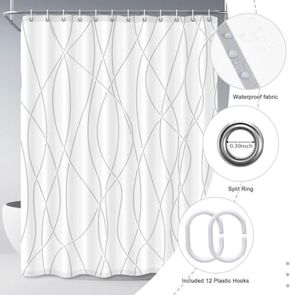 Striped Shower Curtain for Bathroom, Grey Shadow, 72" W x 84" L