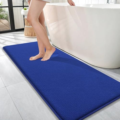 OLANLY Memory Foam Bathroom Runner Rugs 47x17, Long Bath Mats, Royal Blue