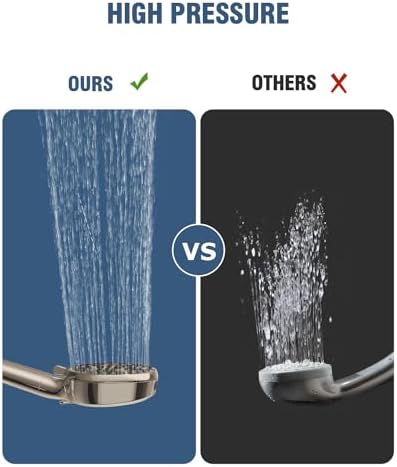 Filtered Shower Head with Handheld Brushed Nickel, BOWGER 6 Modes High Pressure Shower Heads with Power Wash Mode and Hard Water Filter, Detachable Hand Held Showerhead Set with Extra Long Hose