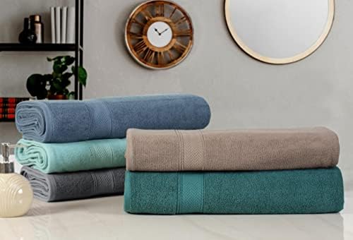 HILLFAIR 100% Cotton 2 Pc XXL Oversized Bath Towel Set 40"x 80"- Stone