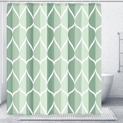 Gelbchu Geometric Shower Curtain for Bathroom, Dark Green, 72x72 Inch