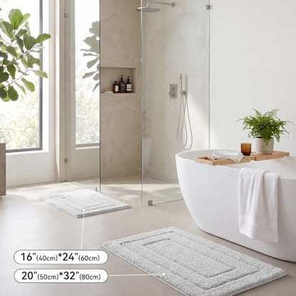 GRANNY SAYS Gray Bathroom Rug 20" x 30", Non-Slip Microfiber Bath Mat