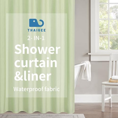 Waterproof Fabric Shower Curtain,No Liner Needed,72x72,Green