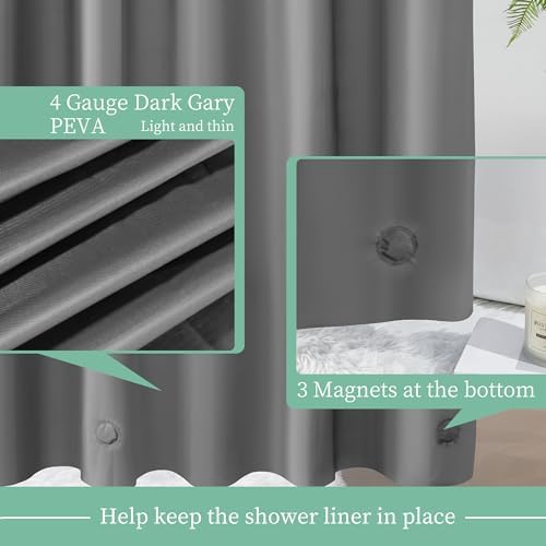 Mrs Awesome Dark Gray Shower Curtain Liner with 3 Magnets, 72x72