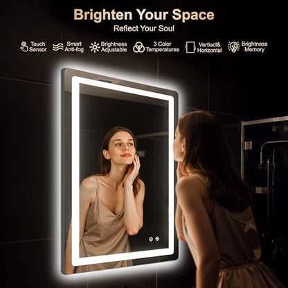 Delma 32x24 LED Bathroom Vanity Mirror with Lights, Anti-Fog, Dimmable