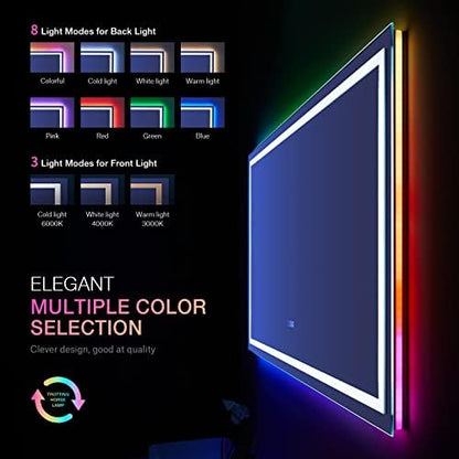 LOAAO 60"X36" RGB LED Bathroom Mirror with Lights, UL Listed