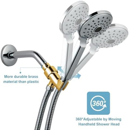 OFFO Shower Head Holder for Handheld Shower Head, Adjustable Shower Arm Mount for Connecting Shower Arm and Shower Hose, 1/2 Inch IPS Female Inlet and Male Outlet, Chrome Finish