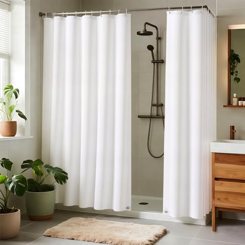 Fabric Shower Curtain Liner 72x72 Inch-White Shower Liners with Magnets