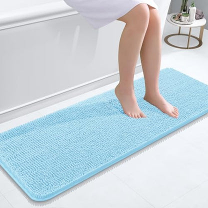 OLANLY Bathroom Runner Rugs 47x17, Extra Soft Absorbent Chenille Bath Rugs