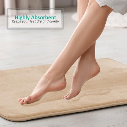 Clara Clark Bathroom Rugs, Velvet Memory Foam Bath Mat, Non-Slip Bath Rugs, Machine Wash, Dries Quickly, Ultra Soft Plush Bath Mats for Bathroom,