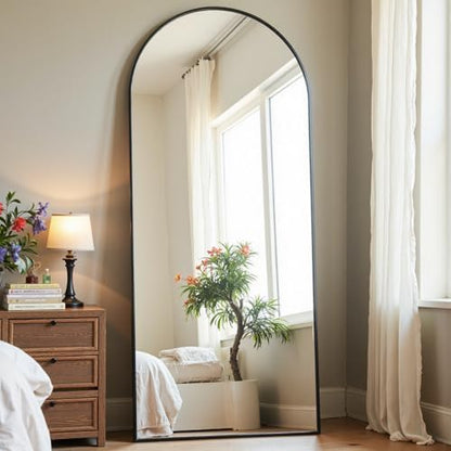 Dewfig Arched Full Length Mirror, 57"X20" Large Full Body Mirror, Black