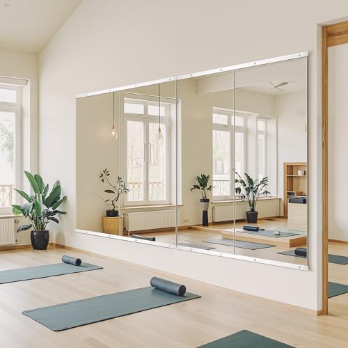 Home Gym Mirror for Wall, 56x28x2PCS Frameless Full Length Mirror, Silver