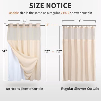 River Dream Heavyweight Waffle No Hook Shower Curtain with Liner,Pink,71x74