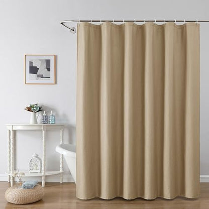OWENIE Taupe Shower Curtain or Bathroom 72x72 Inch, 3D Embossed Textured Waffle Fabric Shower Curtains, Soft Hotel Farmhouse Style, Water Repellent, Machine Washable, Taupe, 72" W x 72" L