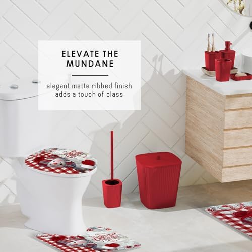Clara Clark Bathroom Set - Christmas Bathroom Accessories Set, 14PC Bathroom Accessory Set, Christmas Bathroom Sets with Bathroom Rugs, Adhesive Corner Shower Caddy Hanging, Toilet Brush & Trash Can