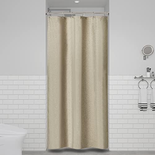BTTN Stall Linen Textured Waterproof Cloth Shower Curtain, 36x72, Khaki/Tan