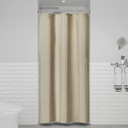 BTTN Stall Linen Textured Waterproof Cloth Shower Curtain, 36x72, Khaki/Tan