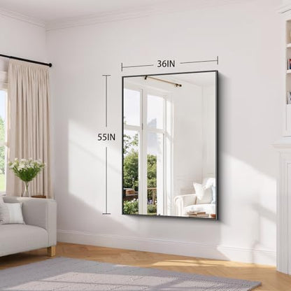 Koonmi Black Bathroom Mirror for Over Sink,Metal Framed 36"x55" Wall Mirror